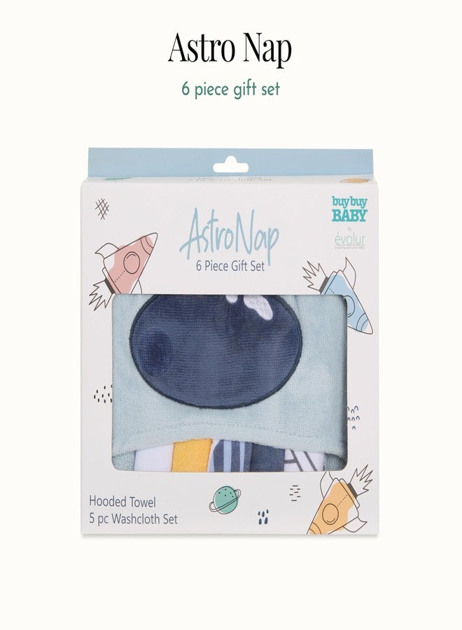 إيفولور طقم هدايا الأطفال إيفولور أستروناب، 6 قطع، يتضمن منشفة بغطاء رأس و5 قطع من مناشف الغسيل، ناعم ومنسوج من القطن الخالص 100%، مناسب للأطفال حديثي الولادة والرضع والأطفال الصغار من عمر 0 إلى 9 أشهر. - Image 4